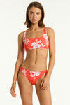 Aloha Low Square Neck Bra - Aloha Flame - Sea Level Australia 