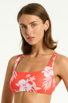 Aloha Low Square Neck Bra - Aloha Flame - Sea Level Australia 