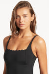 Scalloped Square Neck Bralette One Piece - Scallop - Sea Level Australia 