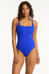 Scallop Square Neck Bralette One Piece - Scallop Cobalt - Sea Level Australia 