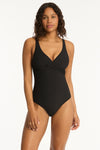 Spinnaker Cross Front One Piece - Spinnaker Black - Sea Level Australia 