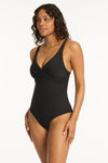 Spinnaker Cross Front One Piece - Spinnaker Black - Sea Level Australia 