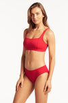 Eco Essentials Mid Bikini Pant - Eco Essentials Red - Sea Level Australia 