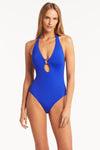 Eco Essentials Keyhole Halter One Piece - Eco Essentials Cobalt - Sea Level Australia 