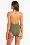 Eco Essentials Keyhole Halter One Piece - Eco Essentials Khaki - Sea Level Australia 