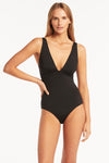 Eco Essentials Longline Tri One Piece - Eco Essentials Black - Sea Level Australia 