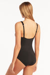 Eco Essentials Longline Tri One Piece - Eco Essentials Black - Sea Level Australia 