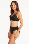 Eco Essentials Twist Front DD/E Cup Bra - Eco Essentials Black - Sea Level Australia 