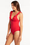 Eco Essentials Frill One Piece - Eco Essentials Red - Sea Level Australia 