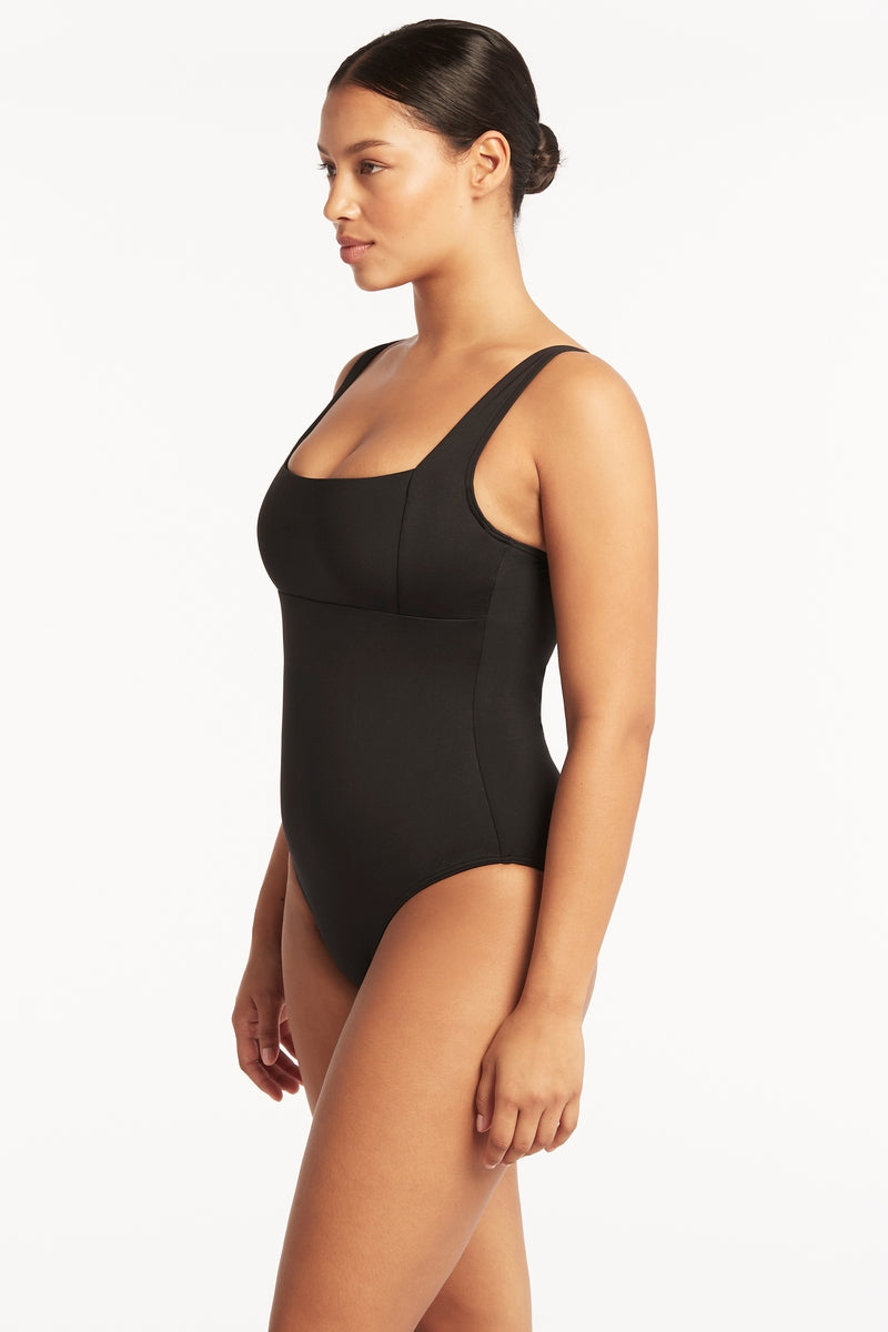 Eco Essentials Square Neck One Piece - Eco Essentials Black - Sea Level Australia 