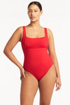 Eco Essentials Square Neck One Piece - Eco Essentials Red - Sea Level Australia 