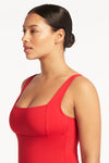 Eco Essentials Square Neck One Piece - Eco Essentials Red - Sea Level Australia 