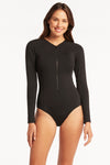 Eco Essentials Long Sleeved One Piece - Eco Essentials Black - Sea Level Australia 