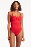 Eco Essentials Twist Front One Piece - Eco Essentials Red - Sea Level Australia 