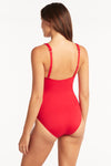 Eco Essentials Longline Tri One Piece - Eco Essentials Red - Sea Level Australia 