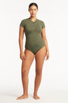 Eco Essentials Short Sleeve One Piece - Eco Essentials Khaki - Sea Level Australia 