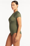 Eco Essentials Short Sleeve One Piece - Eco Essentials Khaki - Sea Level Australia 