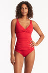 Eco Essentials Cross Front Multifit Singlet - Eco Essentials Red - Sea Level Australia 