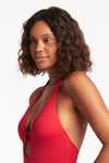 Eco Essentials Keyhole Halter One Piece - Eco Essentials Red - Sea Level Australia 