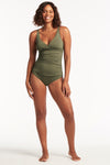 Eco Essentials Cross Front Multifit Singlet - Eco Essentials Khaki - Sea Level Australia 