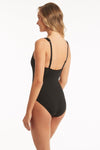 Eco Essentials Spliced Waisted One Piece - Eco Essentials Black - Sea Level Australia 