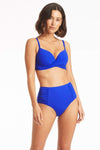 Eco Essentials Cross Front Moulded Cup Underwire Bra - Eco Essentials Cobalt - Sea Level Australia 