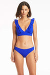 Eco Essentials Frill Bra - Eco Essentials Cobalt - Sea Level Australia 