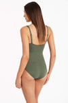 Eco Essentials Cross Front One Piece - Eco Essentials Khaki - Sea Level Australia 