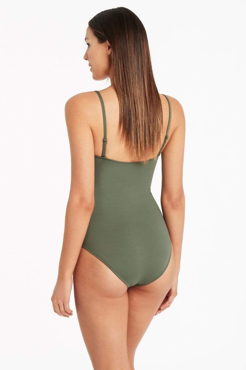 Eco Essentials High Leg Bandeau One Piece - Eco Essentials Khaki - Sea Level Australia 