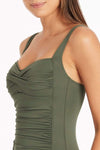 Eco Essentials Twist Front One Piece - Eco Essentials Khaki - Sea Level Australia 