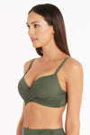 Eco Essentials Cross Front Moulded Cup Underwire Bra - Eco Essentials Khaki - Sea Level Australia 