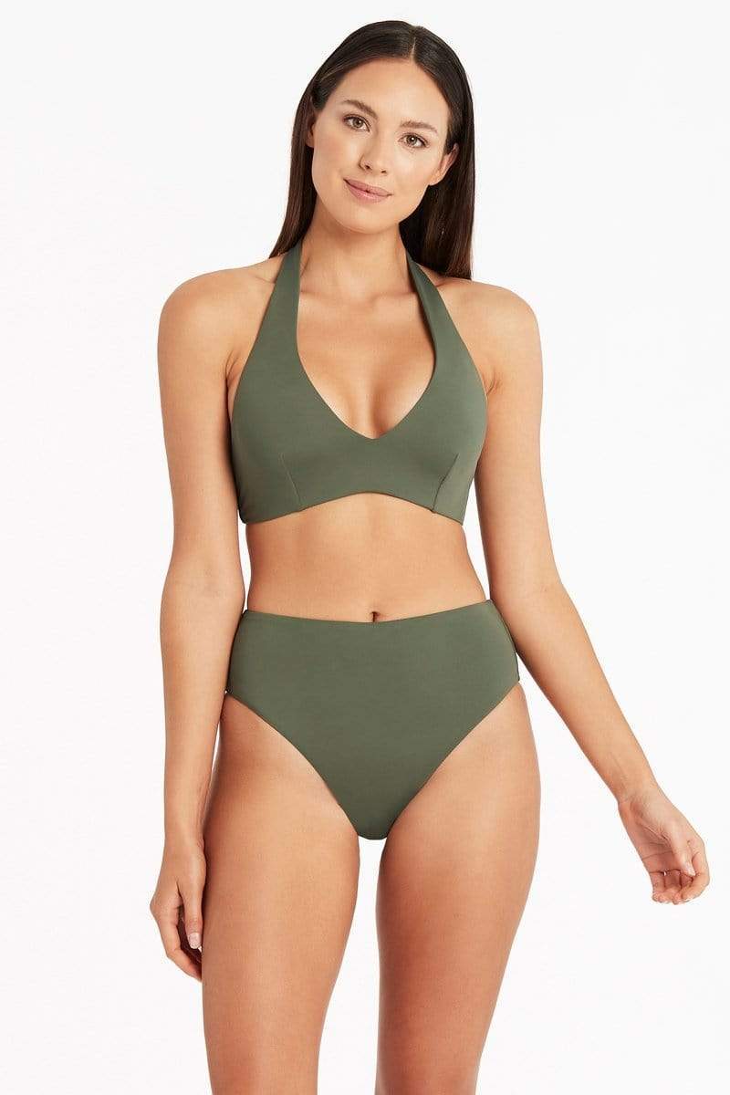 Eco Essentials Multifit Halter Bra - Eco Essentials Khaki - Sea Level Australia 