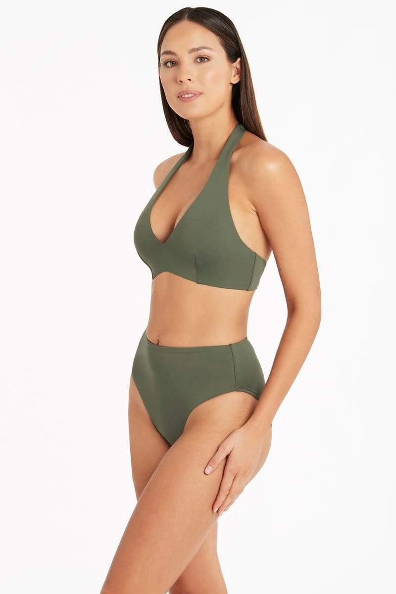 Eco Essentials Multifit Halter Bra - Eco Essentials Khaki - Sea Level Australia 