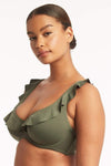 Eco Essentials F Cup Frill Underwire Bra - Eco Essentials Khaki - Sea Level Australia 